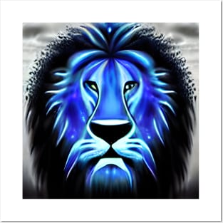 COSMIC BLUE LION Posters and Art